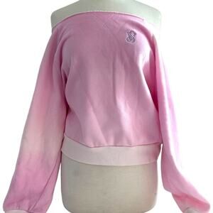 Victoria’s Secret On Point Off Shoulder Pink Purple Ombre Tye Dye Sweater Size L